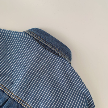 Dječja denimska košulja, korejskog stila, ovratnik rever, dugi rukavi, denim 100% pamuk