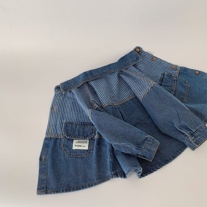 Dječja denimska košulja, korejskog stila, ovratnik rever, dugi rukavi, denim 100% pamuk