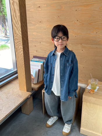 Cămașă denim pentru copii, 95% bumbac, mânecă lungă, unisex, toamnă 2025, cu litere