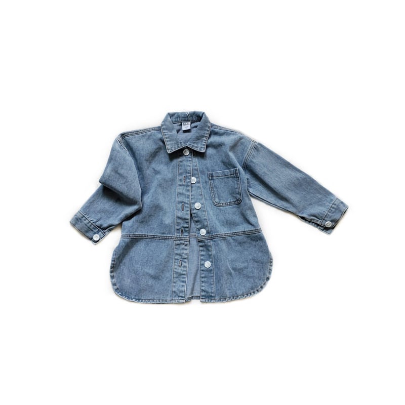 Jachetă din denim pentru fete, stil japonez, lungime medie, croială lejeră, închidere cu nasturi, model solid, fără glugă, pentru copii 3–8 ani.