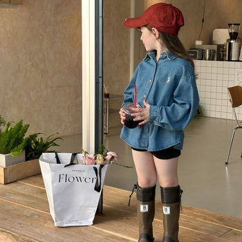 Djevojačka jesenska denim košulja s vezom, ležernog stila, 2025