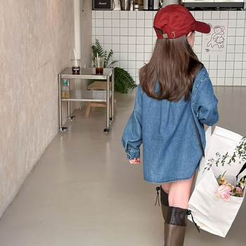 Djevojačka jesenska denim košulja s vezom, ležernog stila, 2025