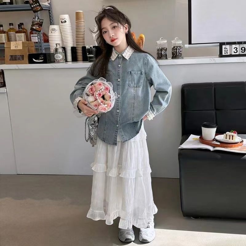 Set din două piese pentru fetițe: rochie-bluză, stil coreean, cu glugă detașabilă, închidere cu un singur nasture, primăvară-toamnă, pentru 1–3 ani