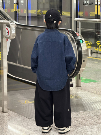 Set pentru băieți: cămașă și geacă din denim, stil coreean, 95% bumbac, finiș moale, culoare solidă, pentru primăvară