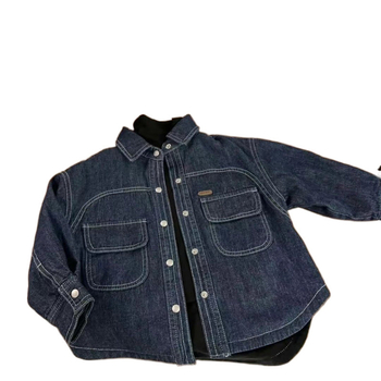 Dječja džins košulja-jaknica s polo ovratnikom, dugi rukavi, japansko-korejski stil, 71-80% pamuka