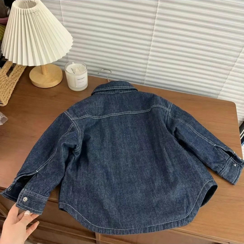 Dječja džins košulja-jaknica s polo ovratnikom, dugi rukavi, japansko-korejski stil, 71-80% pamuka