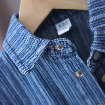 Cămașă denim pentru băieți, stil coreean, mâneci lungi, guler drept pătrat, toamnă 2025, pentru vârsta 3-8 ani
