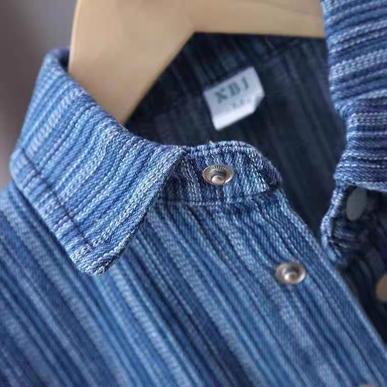 Cămașă denim pentru băieți, stil coreean, mâneci lungi, guler drept pătrat, toamnă 2025, pentru vârsta 3-8 ani