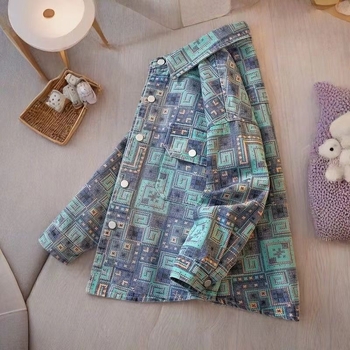 Jachetă de toamnă din corduroy pentru băieți, model cu grilă, glugă detașabilă, lansare primăvara 2025, pentru vârsta 1–3 ani