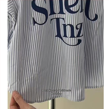 Dječja košulja, 100% pamuk, dugi rukavi, okrugli izrez, korejski stil, jesenski komad za djecu preko 8 godina