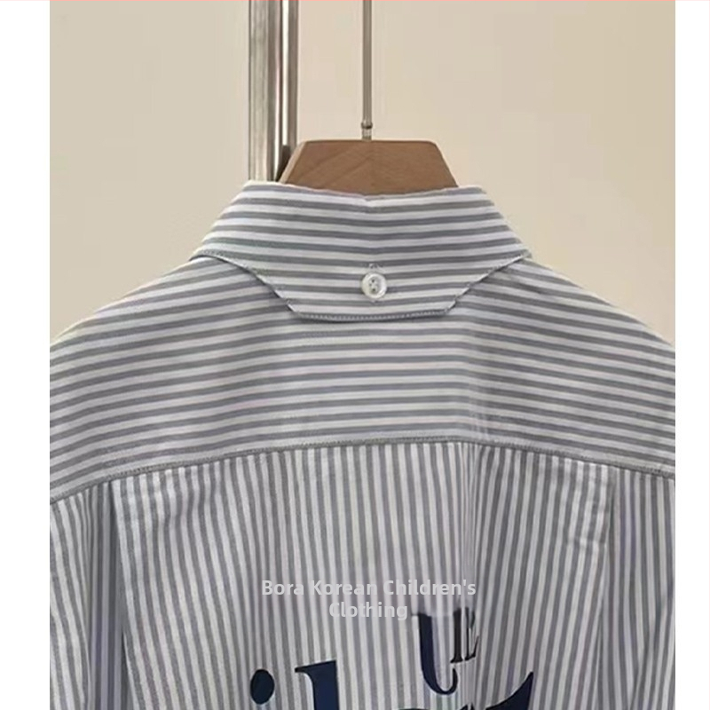 Dječja košulja, 100% pamuk, dugi rukavi, okrugli izrez, korejski stil, jesenski komad za djecu preko 8 godina