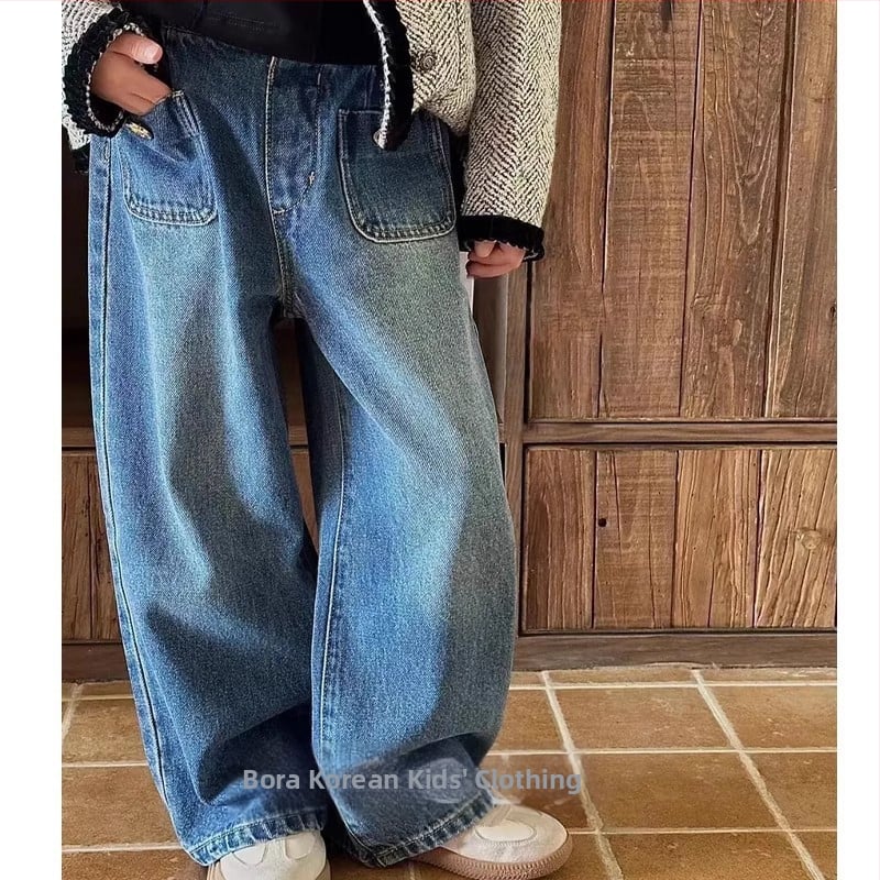 Dječja košulja, 100% pamuk, dugi rukavi, okrugli izrez, korejski stil, jesenski komad za djecu preko 8 godina