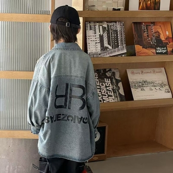 Jachetă denim pentru băieți – primăvară, stil casual, bumbac denim, fără glugă, pentru nou-născuți 0–1 ani