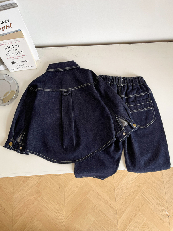 Dječji dvodijelni traper kostim u korejskom stilu, unisex, za djecu 3–8 godina