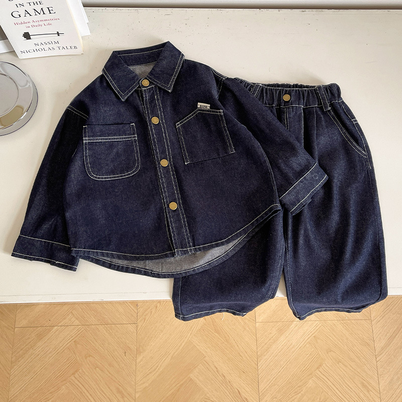 Dječji dvodijelni traper kostim u korejskom stilu, unisex, za djecu 3–8 godina