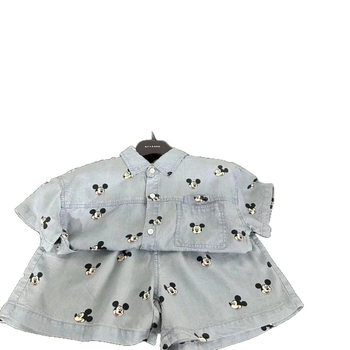 Dječji dvodijelni set od denima i pamuka, ljeto, korejski stil, za djecu 3–8 godina, crtani uzorak