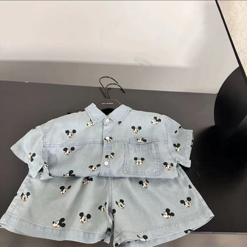 Dječji dvodijelni set od denima i pamuka, ljeto, korejski stil, za djecu 3–8 godina, crtani uzorak