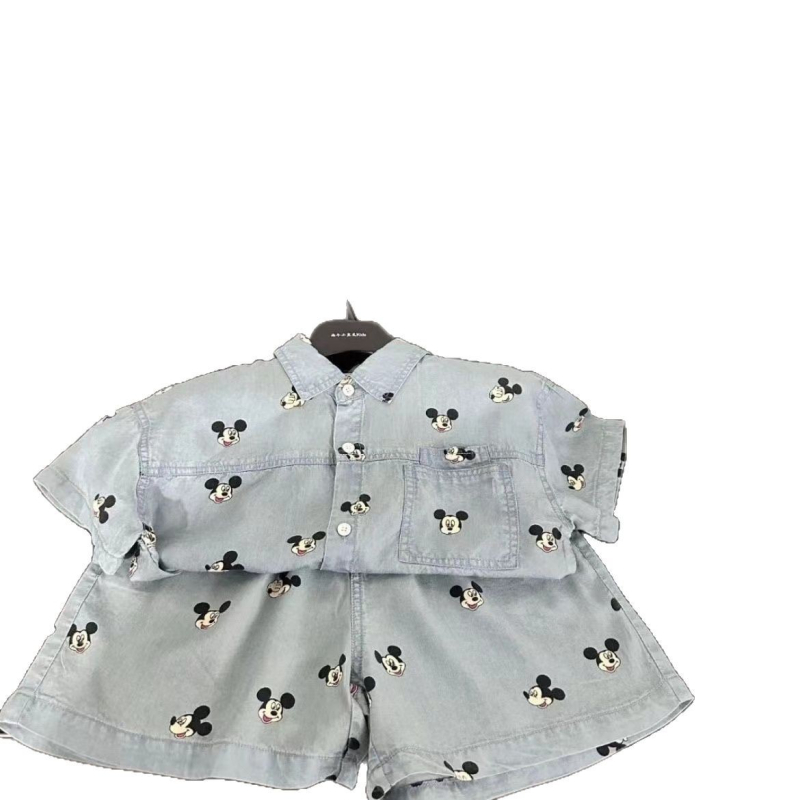 Dječji dvodijelni set od denima i pamuka, ljeto, korejski stil, za djecu 3–8 godina, crtani uzorak