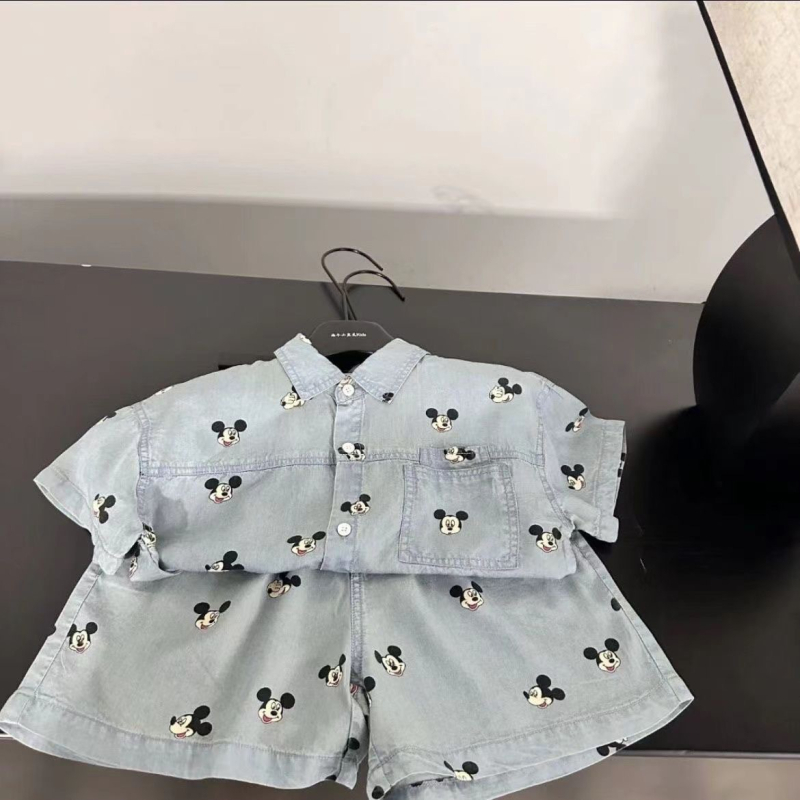 Dječji dvodijelni set od denima i pamuka, ljeto, korejski stil, za djecu 3–8 godina, crtani uzorak