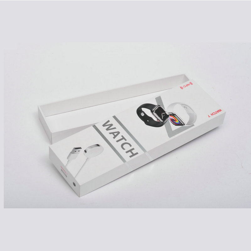 Prilagođena kutija za pakiranje pametnog sata — model 045; materijal 300 g; UV premaz; reljef; izbočenje