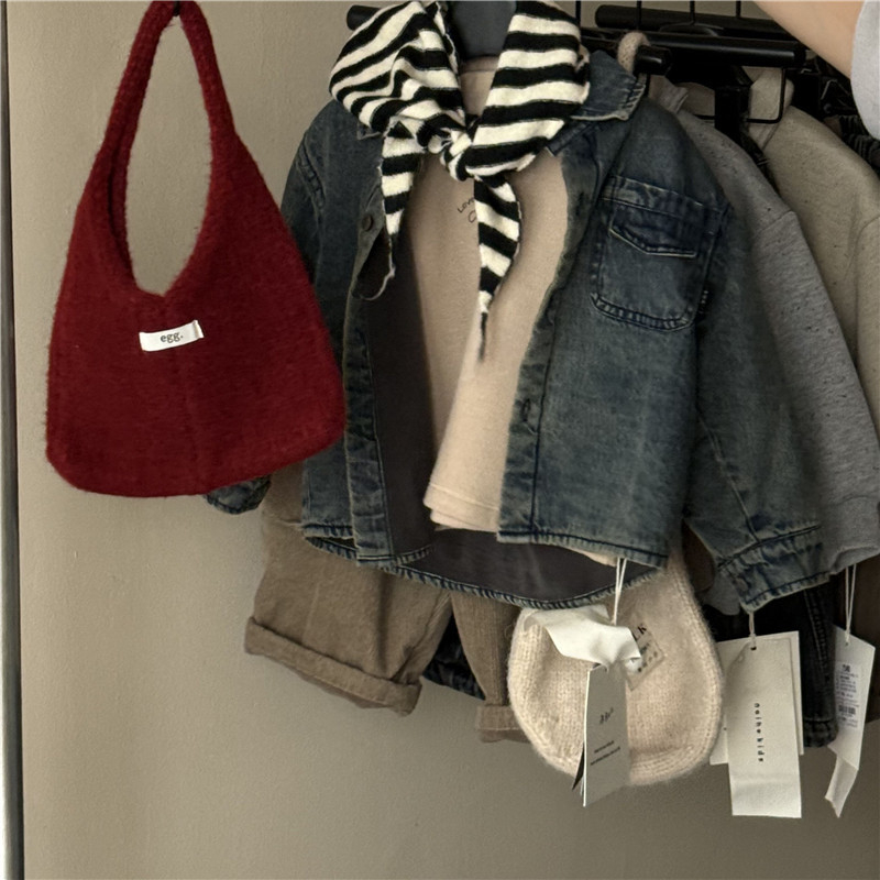 Cămașă denim de iarnă pentru copii, stil coreean, unisex, mâneci lungi, 95% bumbac, atingere moale, țesătură groasă, pentru copii 1–3 ani