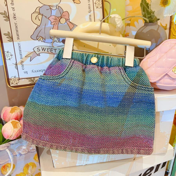 Dječji ljetni dvodijelni set od pamuk-denim materijala za djevojčice, bez rukava majica s ovratnikom i kratke culotte hlače, uzorak suncokreta