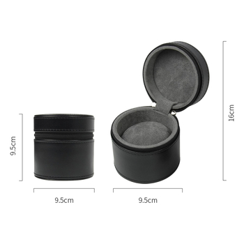 PU kožna okrugla kutija za pohranu satova, zip zatvarač, ispis logotipa, prilagodljiva