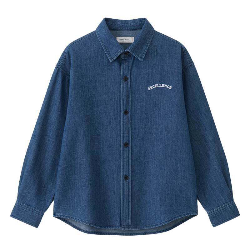 Dječja denimska košulja, korejski stil, ovratnik Turn-down, 100% pamuk, proljeće i jesen