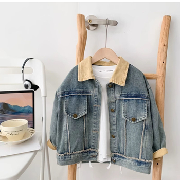 Jachetă din corduroy pentru băieți, stil coreean, cu glugă detașabilă, pentru 1–3 ani, primăvară-toamnă