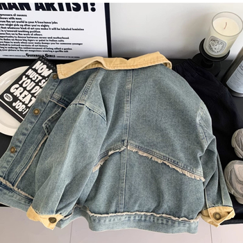 Jachetă din corduroy pentru băieți, stil coreean, cu glugă detașabilă, pentru 1–3 ani, primăvară-toamnă