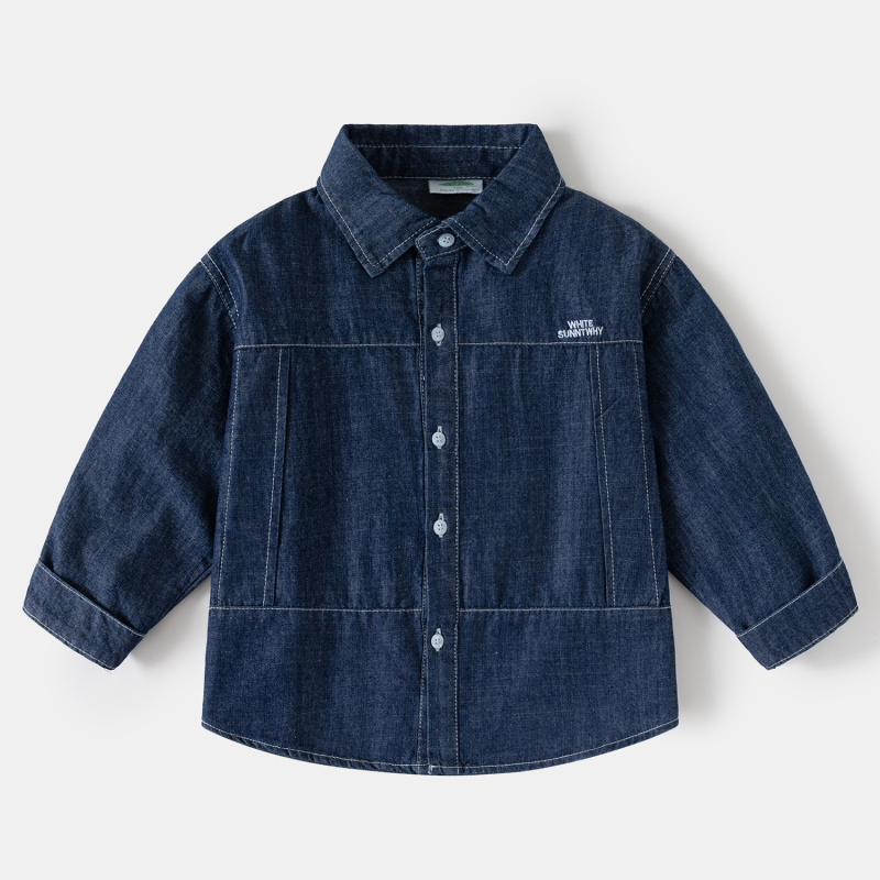 Cămașă pentru băieți, bumbac, stil coreean, mânecă lungă, guler Turn-Down, pentru vârsta 8+