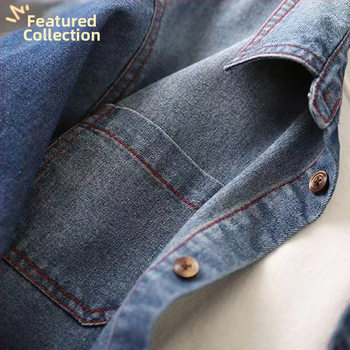 Muška denim košulja jakna za dječake, dugi rukav, srednja do velike veličine, moderan proljetno-jesenski stil