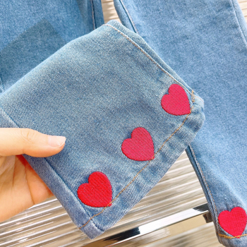 Set de două piese pentru fetițe, stil coreean, mâneci lungi, material din amestec poliester 50%, pentru vârstele 3–8 ani