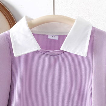 Set de două piese pentru fetițe: cămașă cu mâneci lungi și pantaloni din denim, 95% bumbac, pentru vârsta 1–3 ani, pentru toate anotimpurile