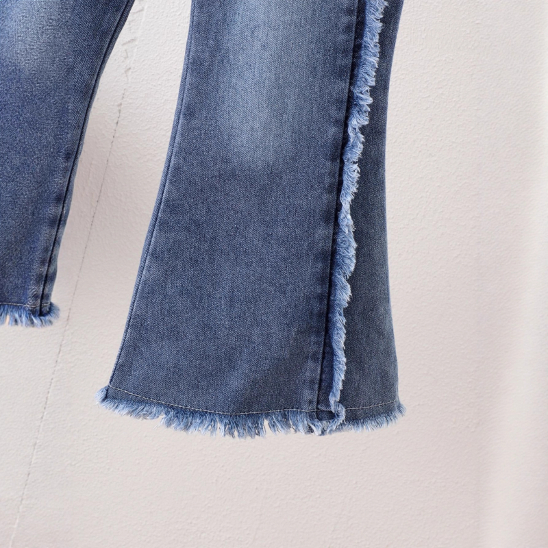 Set de două piese pentru fetițe: cămașă cu mâneci lungi și pantaloni din denim, 95% bumbac, pentru vârsta 1–3 ani, pentru toate anotimpurile