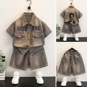 Set de vară pentru copii, două piese, 95% bumbac, finisaj moale, stil coreean