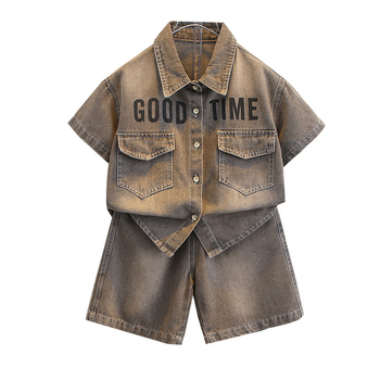 Set de vară pentru copii, două piese, 95% bumbac, finisaj moale, stil coreean