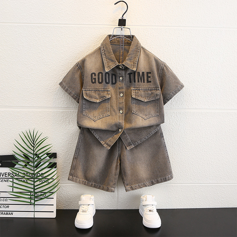 Set de vară pentru copii, două piese, 95% bumbac, finisaj moale, stil coreean