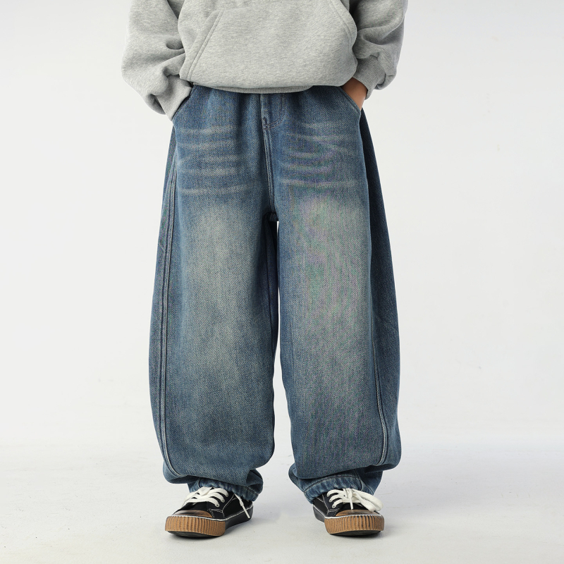 Dječje traper hlače s flekso podstavom, zimske, srednji pojas s elastičnim remenom, 90% pamuka, Siro twill denim