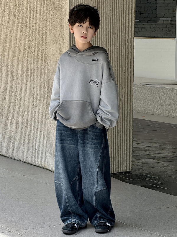 Blugi din denim pentru băieți, căptuți cu fleece, groși, talie medie cu curea elastică, toamna–iarna 2025, pentru copii peste 140 cm