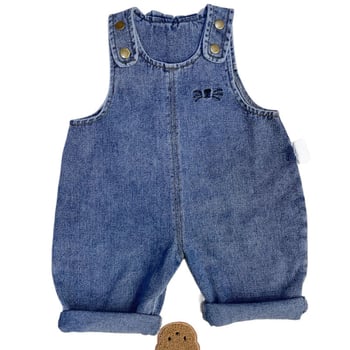 Combinezon din denim pentru copii cu urechi de iepure, unisex, lung, stil casual, Clasa A