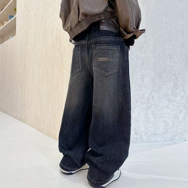 Dječje jeans za dječake – proljeće/jesen, opuštena ravna linija, corduroy tkanina, 90–95% krzna zeca