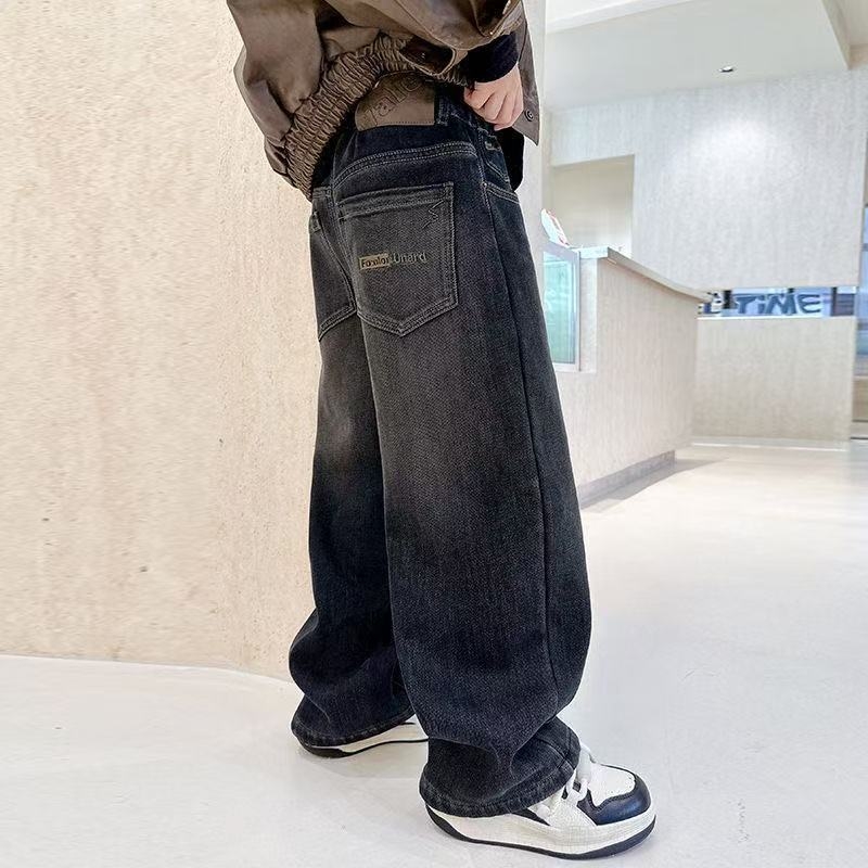 Dječje jeans za dječake – proljeće/jesen, opuštena ravna linija, corduroy tkanina, 90–95% krzna zeca