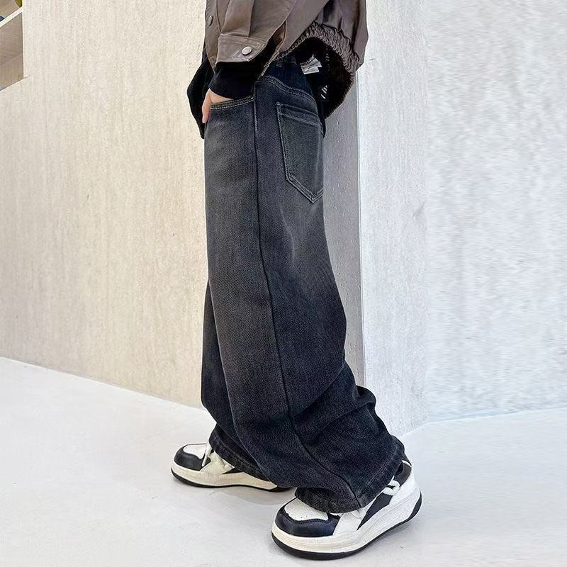 Dječje jeans za dječake – proljeće/jesen, opuštena ravna linija, corduroy tkanina, 90–95% krzna zeca
