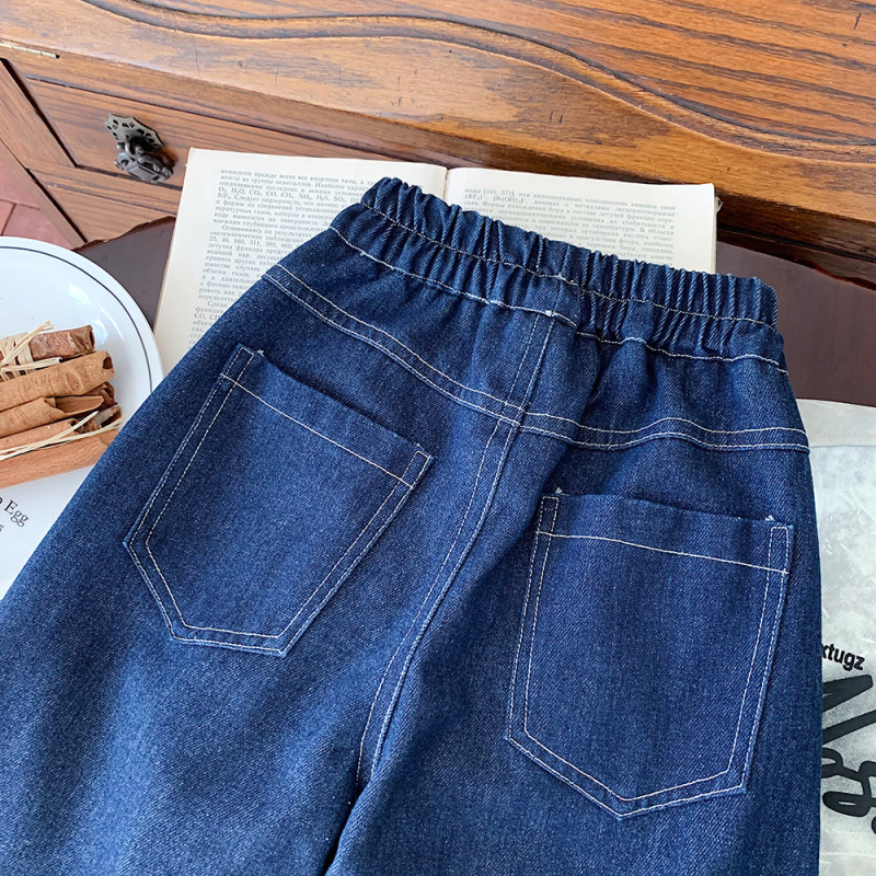 Dječje traperice u korejskom stilu, pamuk denim, niski struk, elastični pojas, za djecu od 3 do 8 godina (100–140 cm)