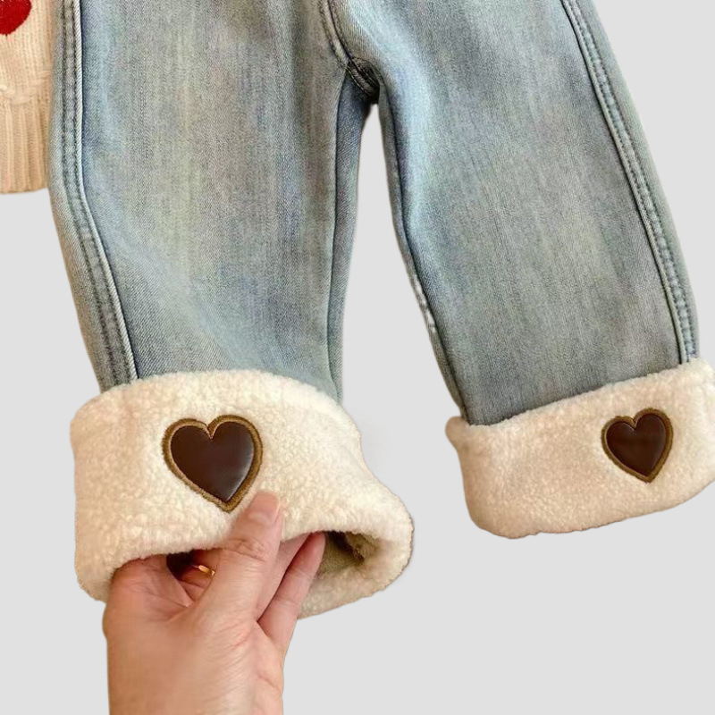 Jeans casual pentru fete, bumbac 55%, denim cowboy, talie medie, închidere cu elastic, pentru copii 3-8 ani