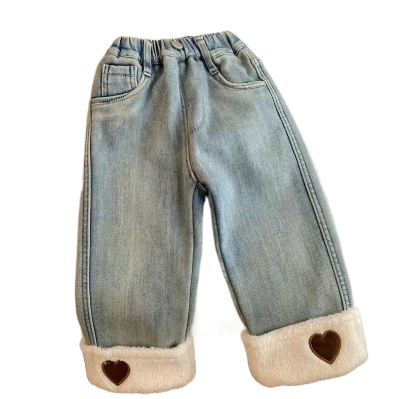 Jeans casual pentru fete, bumbac 55%, denim cowboy, talie medie, închidere cu elastic, pentru copii 3-8 ani