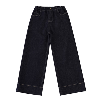 Lányoknak készült fleece-öltésű farmernadrág, lazább szabás, középmagas derekú, 50% pamut, őszi-téli 2025