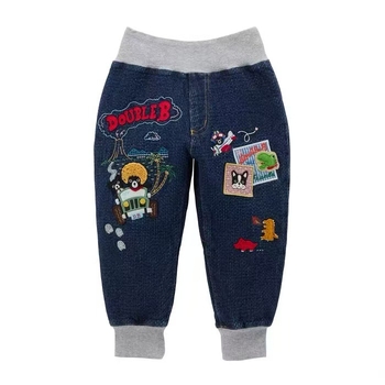 Dječje džins hlače jogger s motivom dinosaura i autom, 100% pamuk, unisex, za uzrast 3–8 godina, japanski stil