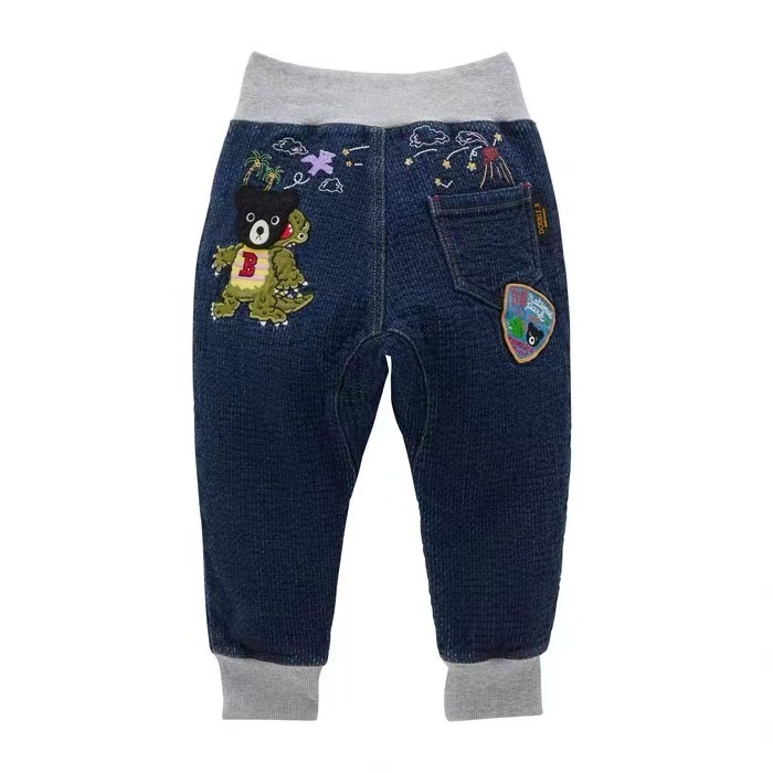 Dječje džins hlače jogger s motivom dinosaura i autom, 100% pamuk, unisex, za uzrast 3–8 godina, japanski stil